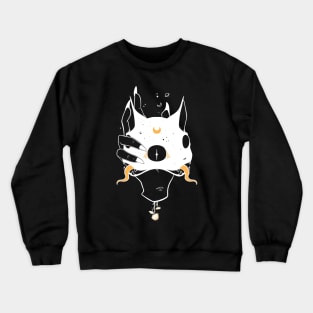 Two Headed Black Cat In Witch Hand Crewneck Sweatshirt